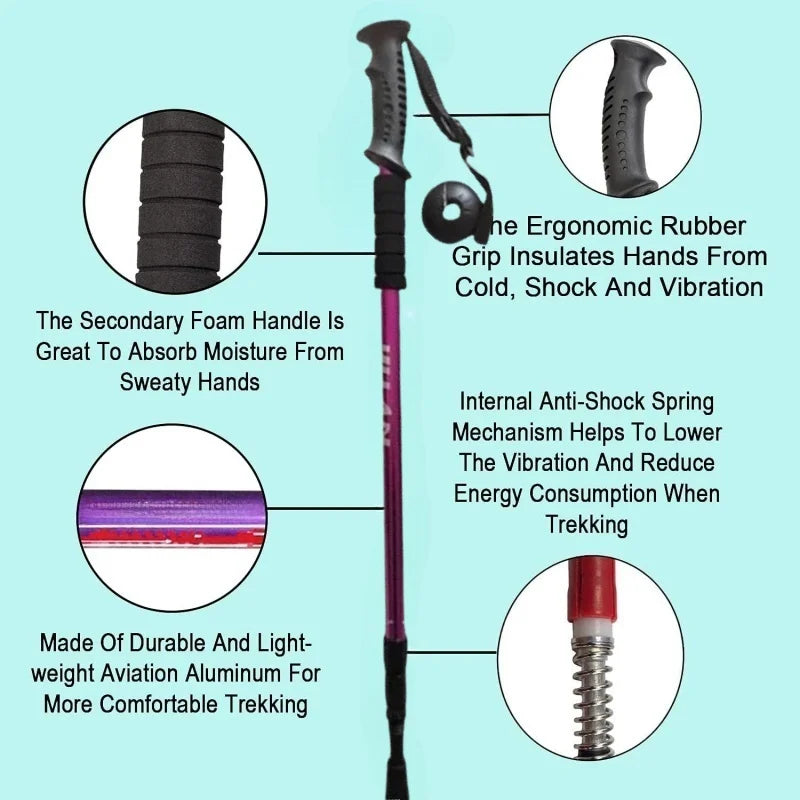 Load image into Gallery viewer, Collapsible Lightweight Trekking Poles | Anti-Shock Adjustable Hiking Sticks | Men Women Walking Pole
