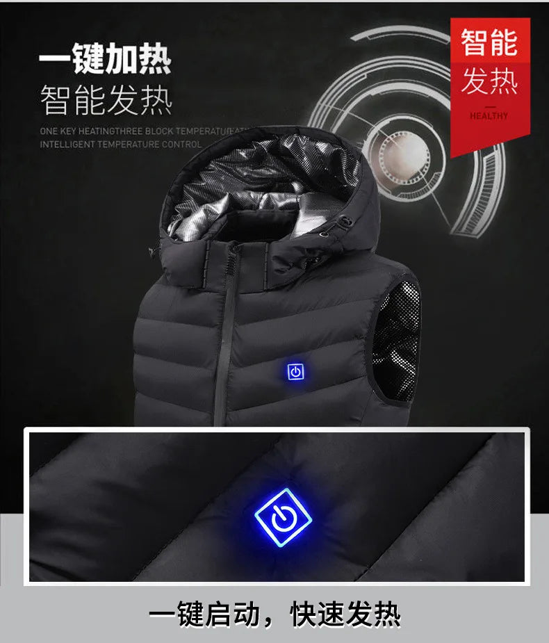 Load image into Gallery viewer, 5 Ereas Heated Vest Hooded vest Heating Vest Thermal Clothing  Men Women Usb Heated Jacket Hunting Winter Fashion Heat Jacket
