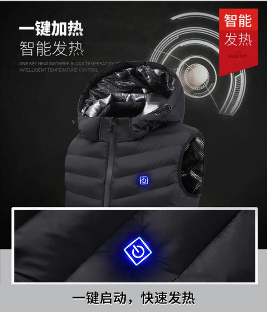 5 Ereas Heated Vest Hooded vest Heating Vest Thermal Clothing  Men Women Usb Heated Jacket Hunting Winter Fashion Heat Jacket