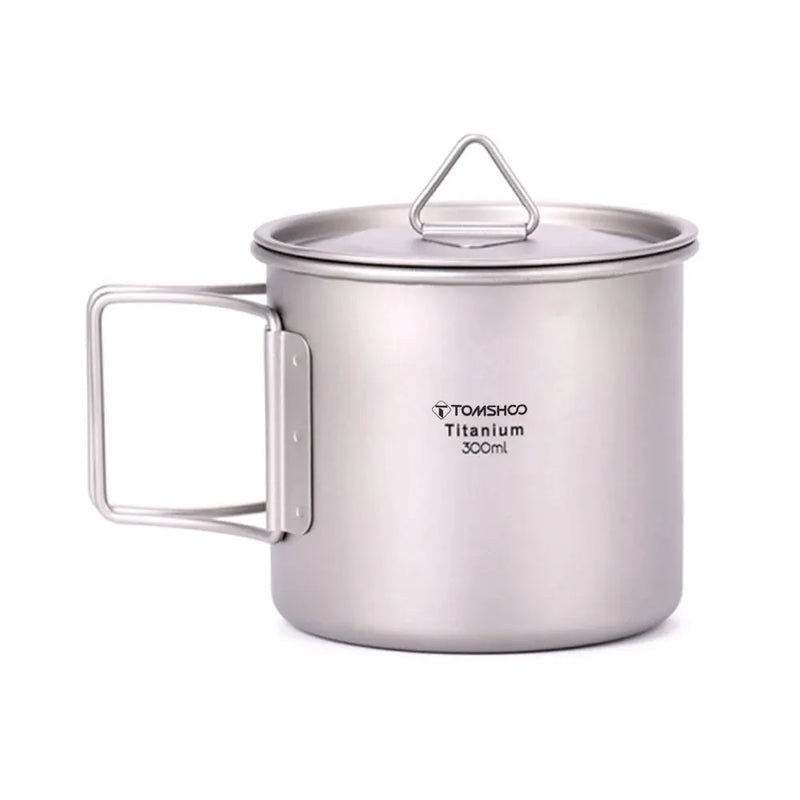 Load image into Gallery viewer, Titanium Camping Cup Mug Set | 450ml &amp; 750ml Ultralight Outdoor Cup | Foldable Handle Camp Mug
