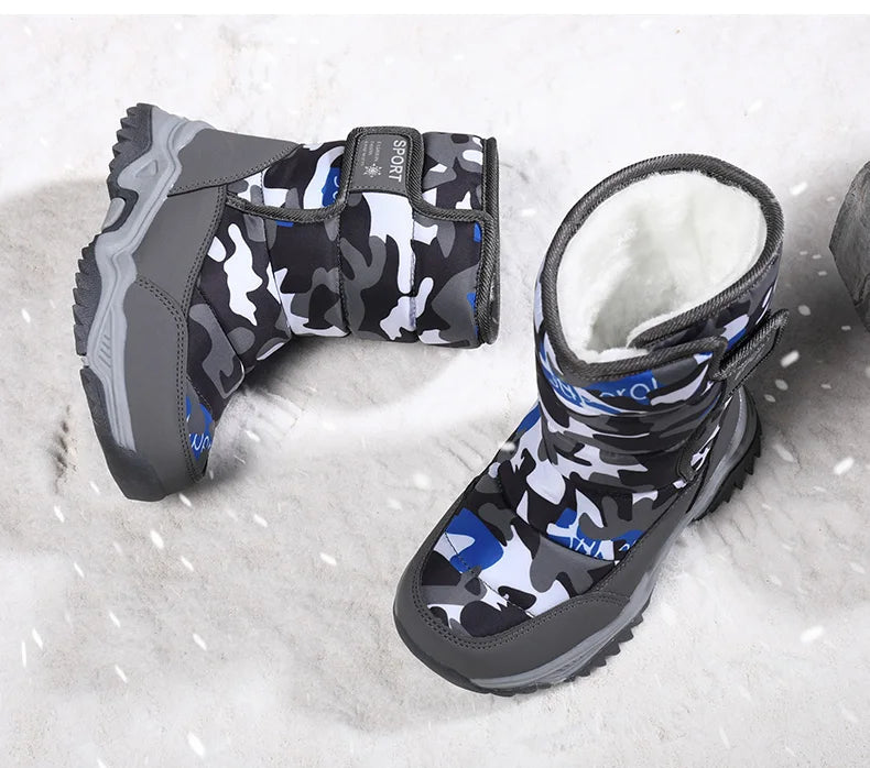 Load image into Gallery viewer, Hot Camouflage Children Snow Boots Hig Top Velvet and Thicken Kids Boot Girl Boys  Anti-slip Wear-resistant Shoe Child Snow Boot
