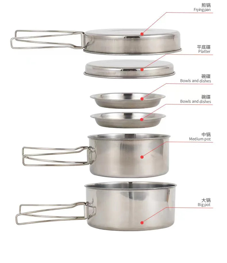 Load image into Gallery viewer, Outdoor Cookware Portable Outdoor Tools Camping Set Picnic Equipment Boiling Pot Set Outdoor Picnic Cookware Pot
