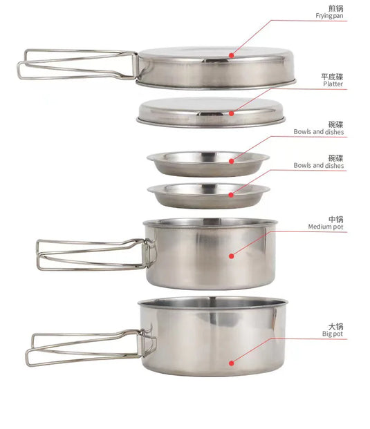 Outdoor Cookware Portable Outdoor Tools Camping Set Picnic Equipment Boiling Pot Set Outdoor Picnic Cookware Pot