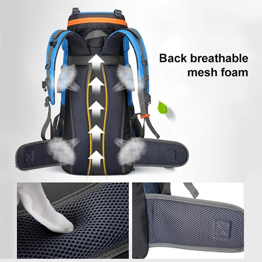 70L Camping Backpack | Hiking Mountaineering Rucksack | Large Travel Pack with Rain Cover