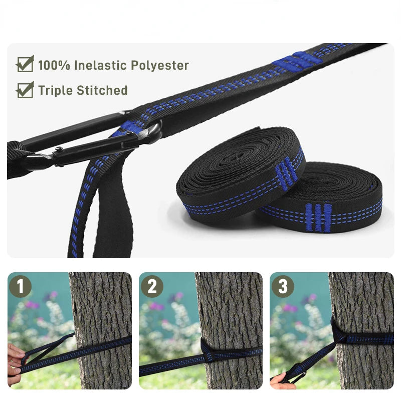 Load image into Gallery viewer, Double Camping Hammock with Mosquito Net &amp; Rain Fly – 260x140cm Lightweight Parachute Hammock for Travel &amp; Hiking
