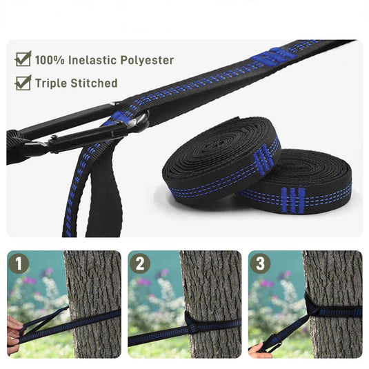 Double Camping Hammock with Mosquito Net & Rain Fly – 260x140cm Lightweight Parachute Hammock for Travel & Hiking