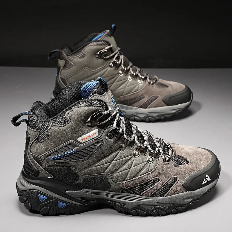 Load image into Gallery viewer, HIKEUP Men’s Suede High-Top Hiking Boots – Non-Slip Outdoor Performance for All Seasons
