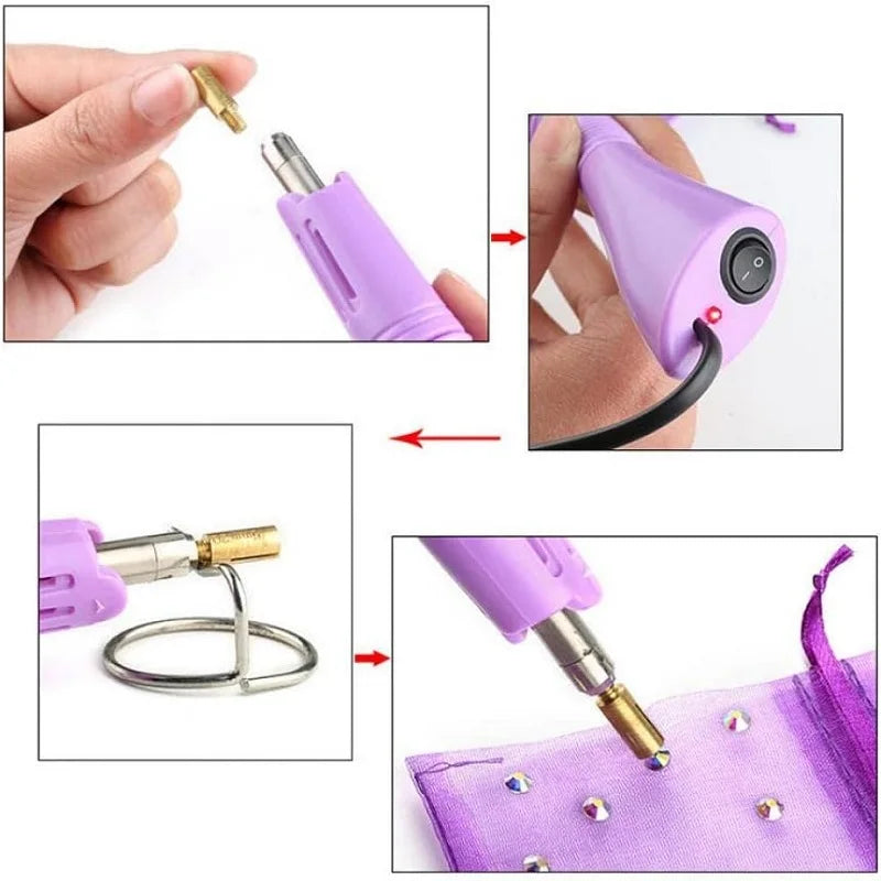 Load image into Gallery viewer, Rhinestone Setter, Hot Fix Applicator Tool Bedazzler Kit with rhinestones, Tool Gun, Hot Fixed Wand for Clothes Clothing Fabric
