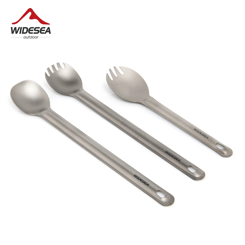 Load image into Gallery viewer, Titanium Camping Spork | Ultralight Fork Spoon Tableware | Hiking Picnic Travel Dinnerware
