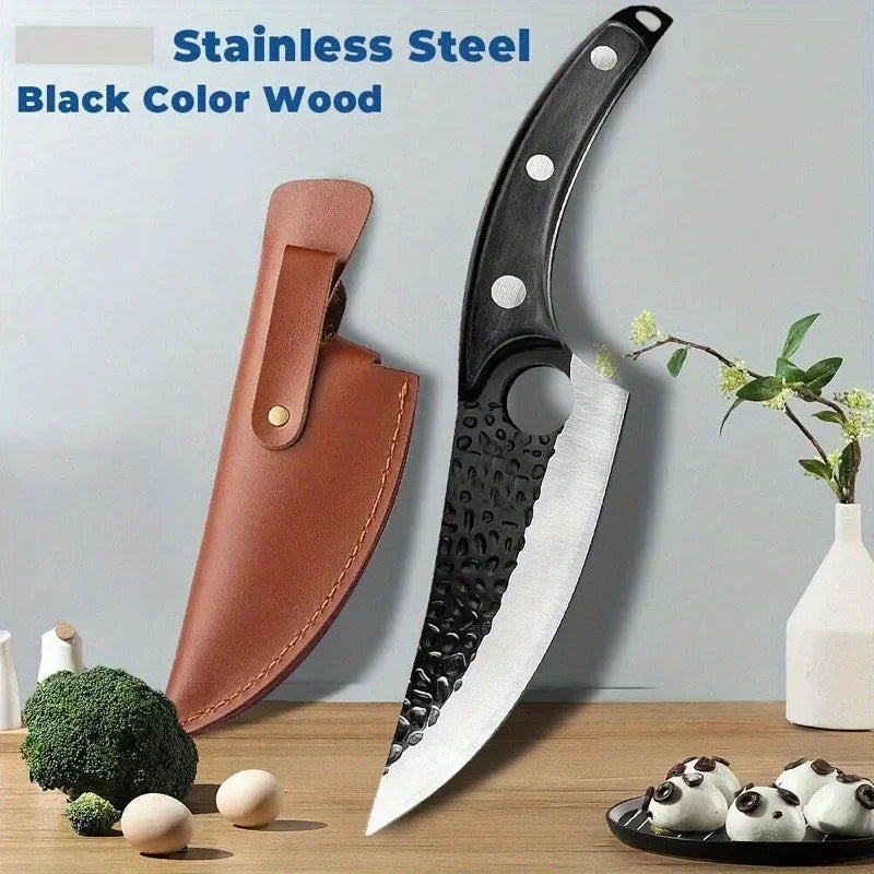 Load image into Gallery viewer, Perforated design wood handle multi-purpose kitchen knife,long sharp boning knife, professional chef&#39;s knife,kitchen accessories
