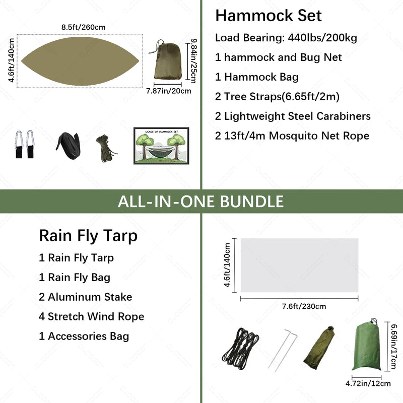 Load image into Gallery viewer, 2-in-1 Hammock with Mosquito Net &amp; Rain Tarp – Portable Survival Shelter for Camping &amp; Outdoor Use

