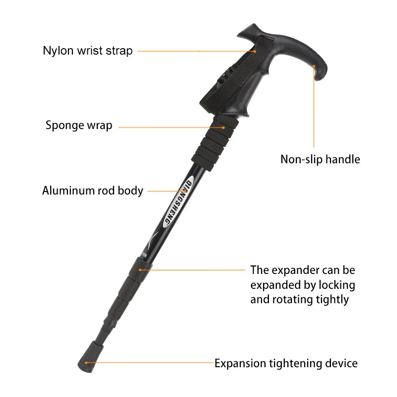Load image into Gallery viewer, WEST TUNE Outdoor Folding Trekking Pole | 4-Section Portable Walking Stick for Hiking
