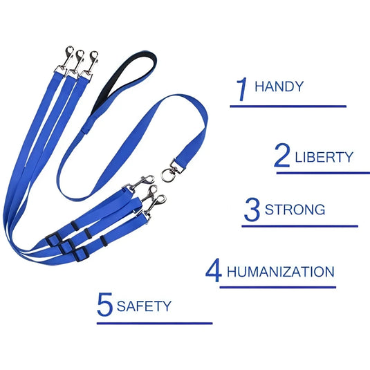3-in-1 Dog Leash Padded Grip for Walking, Travel & Outdoor Control