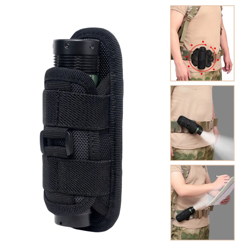 Load image into Gallery viewer, Tactical 360 Degrees Rotatable Flashlight Pouch Holster Torch Case For Belt Portable Torch Cover Holder Hunting
