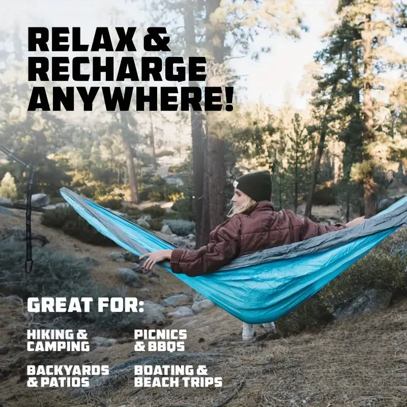 Load image into Gallery viewer, Lightweight Camping Hammock with Tree Straps – Tear-Resistant Nylon Gear for Outdoor &amp; Indoor Use
