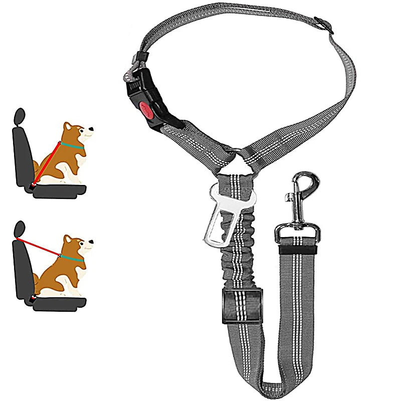 Load image into Gallery viewer, 2-in-1 Reflective Pet Harness &amp; Car Seat Belt Shock-Absorbing Travel Leash for Dogs and Cats
