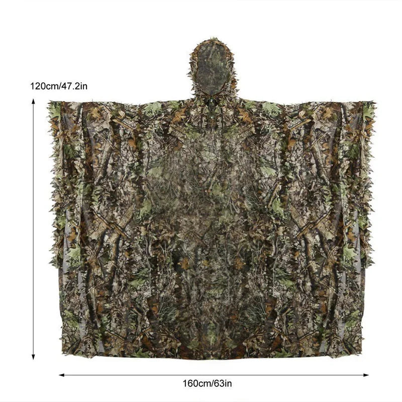 Load image into Gallery viewer, Hunting Camo 3D Leaf cloak Yowie Ghillie Breathable Open Poncho Type Camouflage Birdwatching Poncho Windbreaker Sniper Suit Gear
