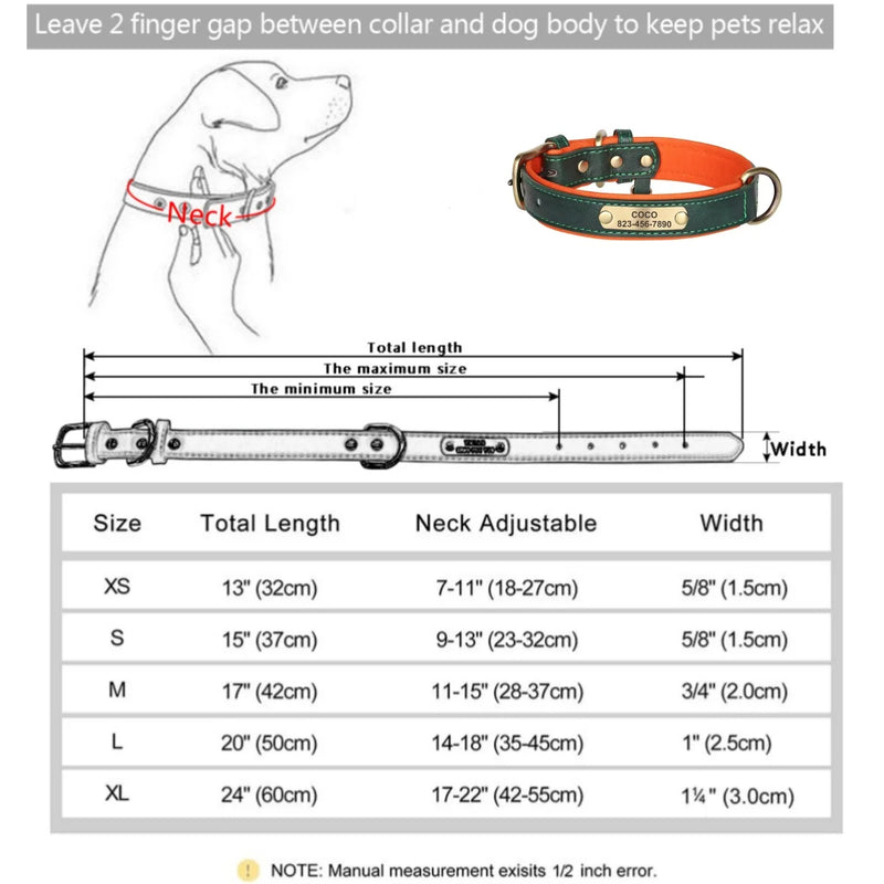 Load image into Gallery viewer, Custom Engraved Leather Dog Collar Soft Padded ID Tag Collar for All Dog Sizes

