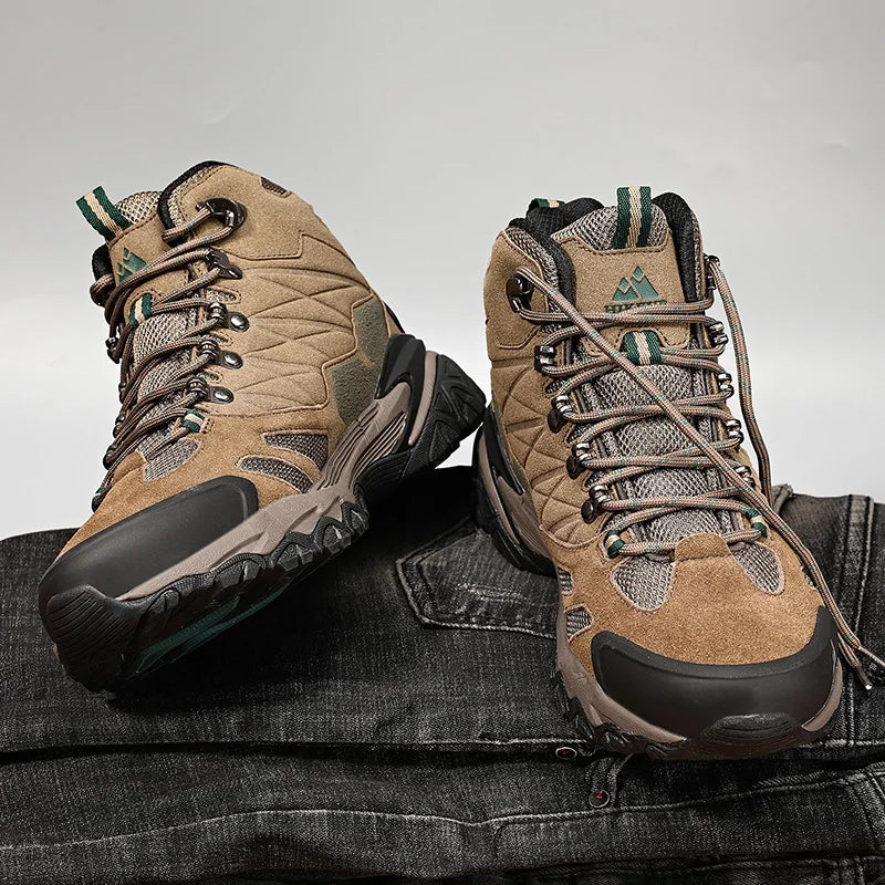 Load image into Gallery viewer, HIKEUP Men’s Suede High-Top Hiking Boots – Non-Slip Outdoor Performance for All Seasons
