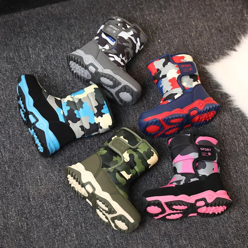 Load image into Gallery viewer, Hot Camouflage Children Snow Boots Hig Top Velvet and Thicken Kids Boot Girl Boys  Anti-slip Wear-resistant Shoe Child Snow Boot
