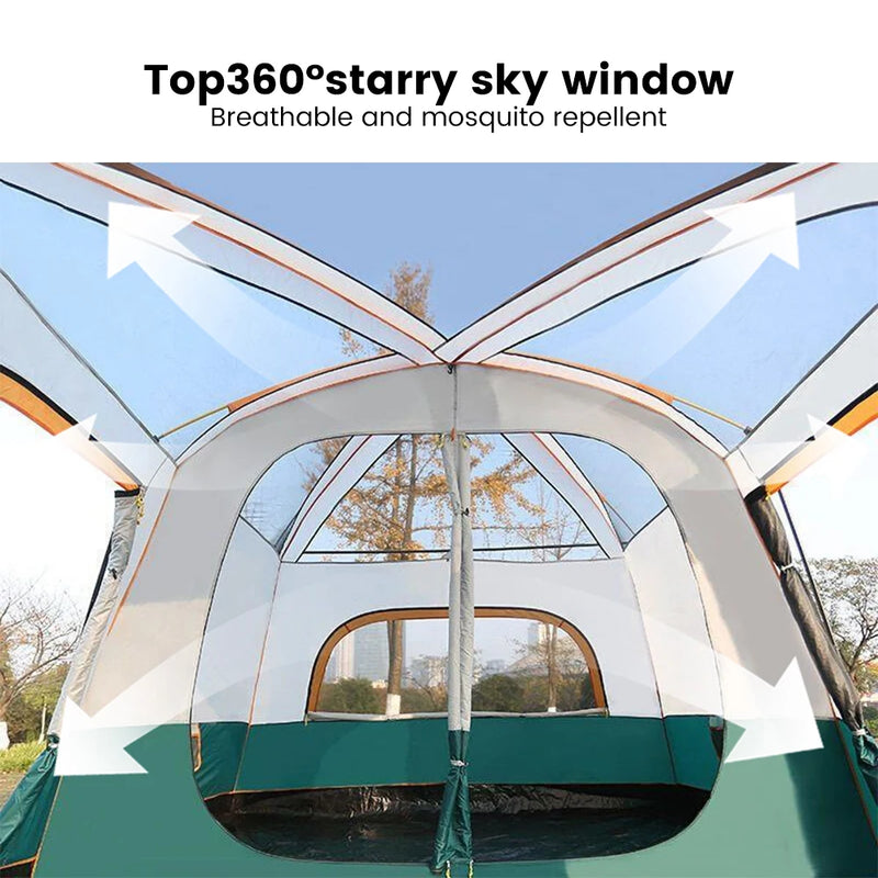 Load image into Gallery viewer, 10-Person Waterproof Family Camping Tent – Instant Setup with Dual Bedrooms &amp; Living Room
