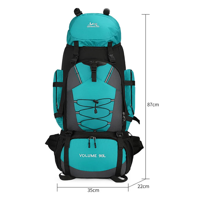 Load image into Gallery viewer, 90L Hiking Camping Backpack with Rain Cover | Waterproof Trekking Rucksack | Large Climbing Travel Bag
