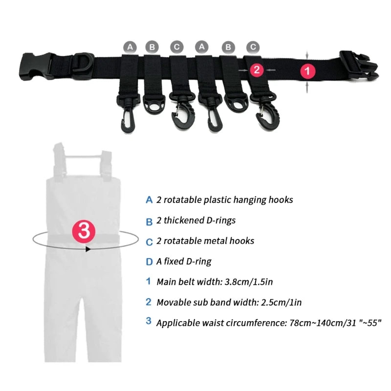 Load image into Gallery viewer, Fishing Accessories Fighting Belt Wader Straps D-ring and Hook Fit Waist Belts
