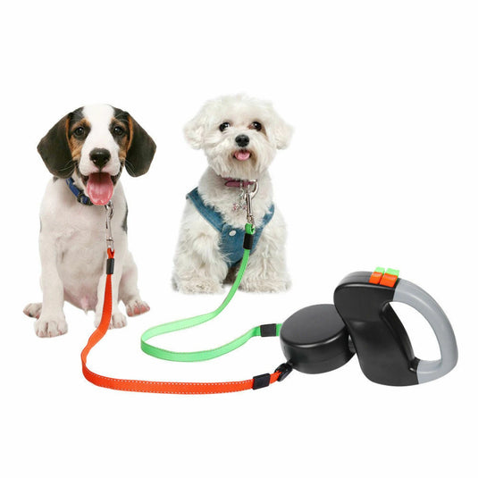 Double Retractable Dog Leash Heavy-Duty, Tangle-Free Walking for Two Dogs (Up to 50lbs Each)