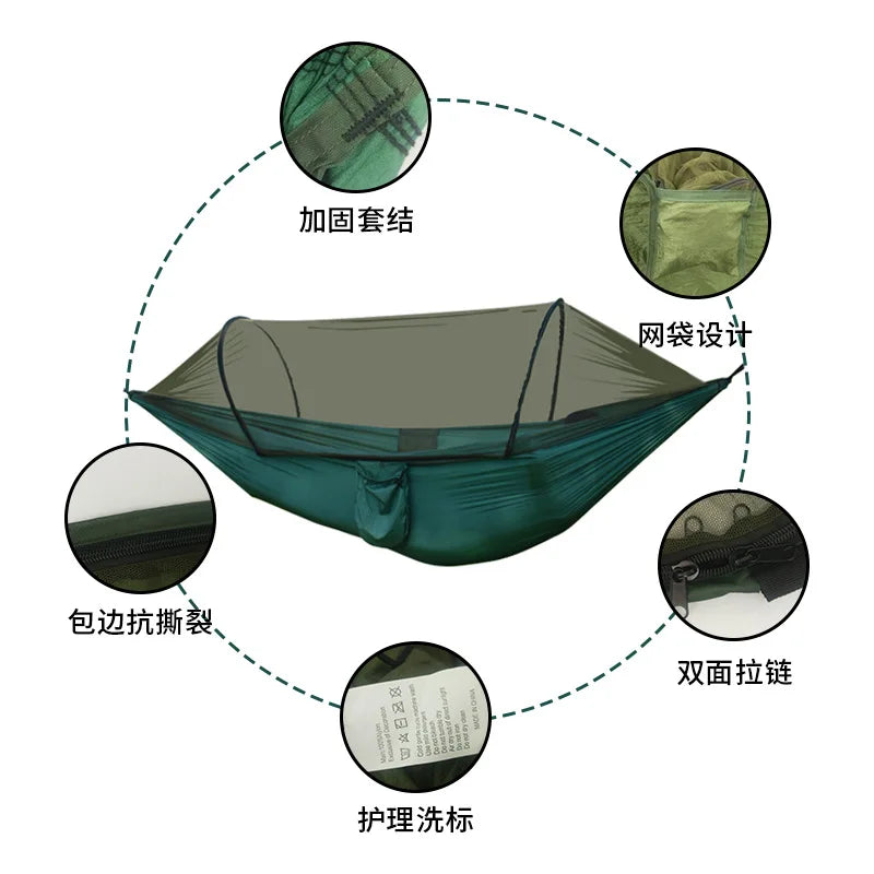 Load image into Gallery viewer, Anti-Mosquito Parachute Camping Hammock – Single &amp; Double Sizes
