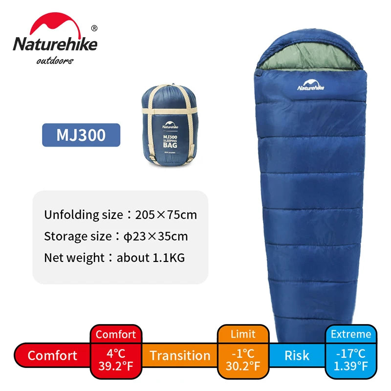 Load image into Gallery viewer, Naturehike Sleeping Bag MJ300 -1℃ Lightweight MJ600 -12℃ Mummy Sleeping Bag Outdoor Camping Cotton Winter Sleeping Bag
