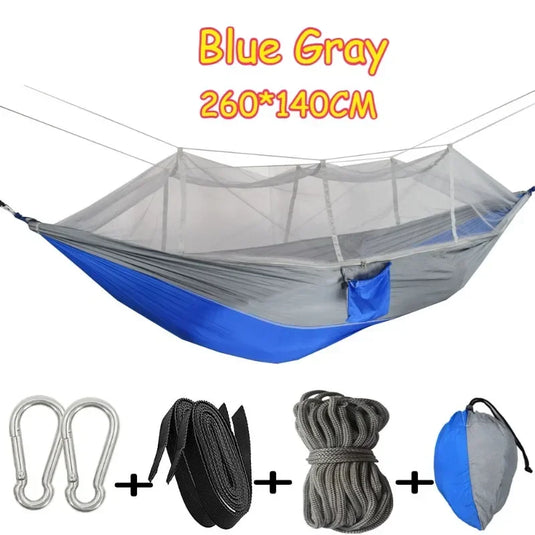 Ultra-Light Nylon Camping Hammock with Mosquito Net – Aerial Tent Style