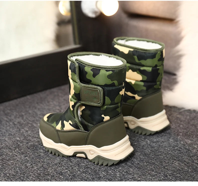Load image into Gallery viewer, Hot Camouflage Children Snow Boots Hig Top Velvet and Thicken Kids Boot Girl Boys  Anti-slip Wear-resistant Shoe Child Snow Boot
