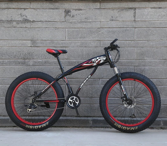 26"/24" Off-Road Bull Wheel Mountain Bike – Double Disc Brake, Variable Speed, Carbon Steel Frame for Men & Women