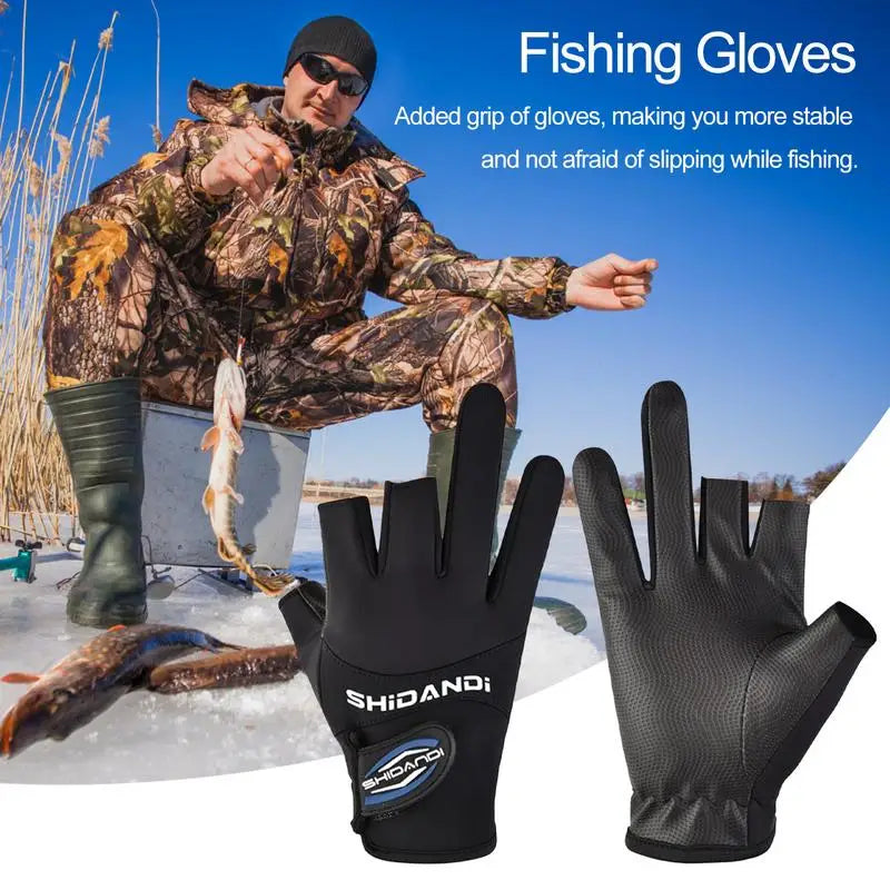 Load image into Gallery viewer, Anti Slip Fishing Gloves 3 Finger Fishing Catching Gloves Cold Weather Fishing Gloves Cold Weather Hunting Gear For Boating
