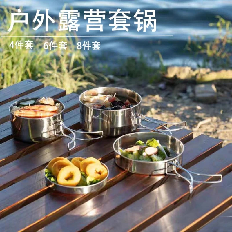 Load image into Gallery viewer, Outdoor Cookware Portable Outdoor Tools Camping Set Picnic Equipment Boiling Pot Set Outdoor Picnic Cookware Pot
