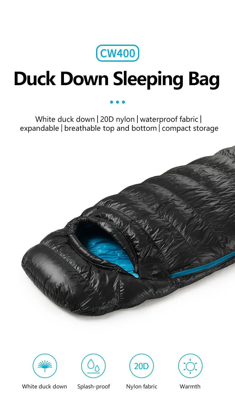 Load image into Gallery viewer, Naturehike CW400 Sleeping Bag Lightweight Duck Down Winter Thickened Warm Ultralight Outdoor Hiking Camping Travel Equipment
