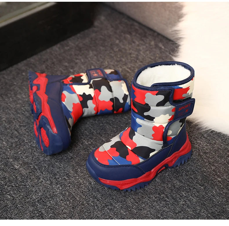 Load image into Gallery viewer, Hot Camouflage Children Snow Boots Hig Top Velvet and Thicken Kids Boot Girl Boys  Anti-slip Wear-resistant Shoe Child Snow Boot
