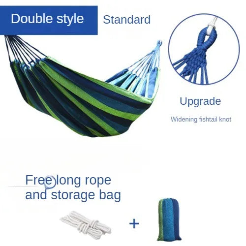 Load image into Gallery viewer, Striped Canvas Hammock – Single &amp; Double Sizes for Outdoor &amp; Indoor Use

