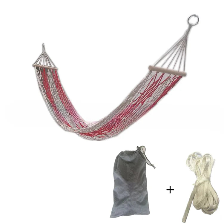 Load image into Gallery viewer, Anti-Rollover Cotton Rope Hammock – Outdoor Camping Swing for Adults &amp; Kids
