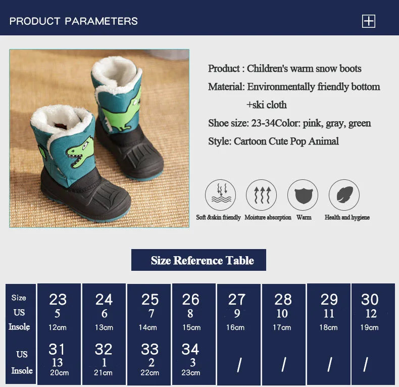 Load image into Gallery viewer, Winter Children Snow Boots Girls High-top Princess Boots Boys Anti-kick Thicken Cotton Shoes Baby Soft Waterproof Cartoon Boots
