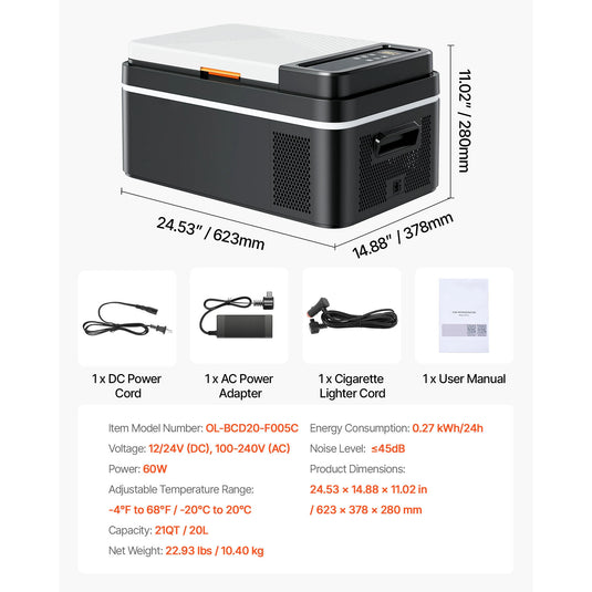 Succebuy 20-55L Portable Refrigerator | Car Electric Compressor Cooler 12/24V DC & 110-240V AC