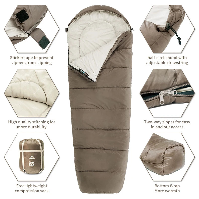 Load image into Gallery viewer, Naturehike Sleeping Bag MJ300 -1℃ Lightweight MJ600 -12℃ Mummy Sleeping Bag Outdoor Camping Cotton Winter Sleeping Bag
