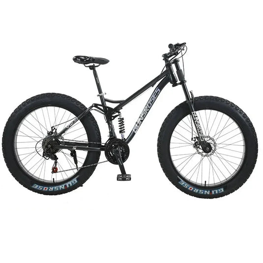 24/26-Inch 4.0 Fat Tire Full Suspension Mountain Bike – Soft-Tail Frame, 27-Speed, Dual Disc Brake, Snow & Beach Ready