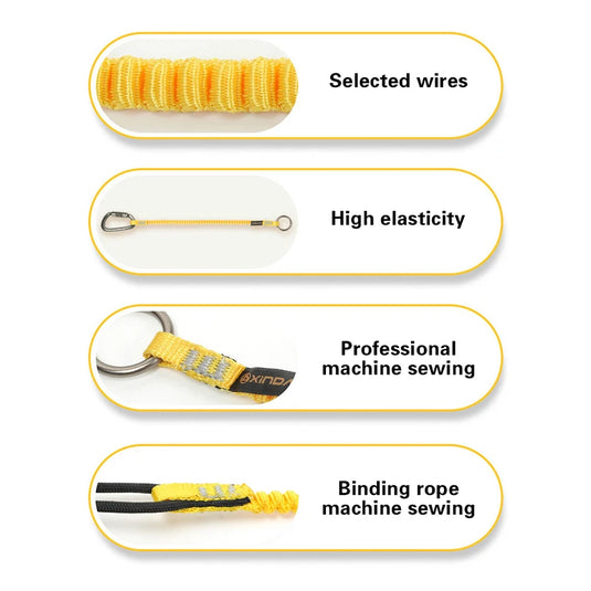 Climbing Gear Anti-Loss Elastic Rope - High Altitude Tool Safety Cord With Carabiner For Fall Protection And Drop Prevention