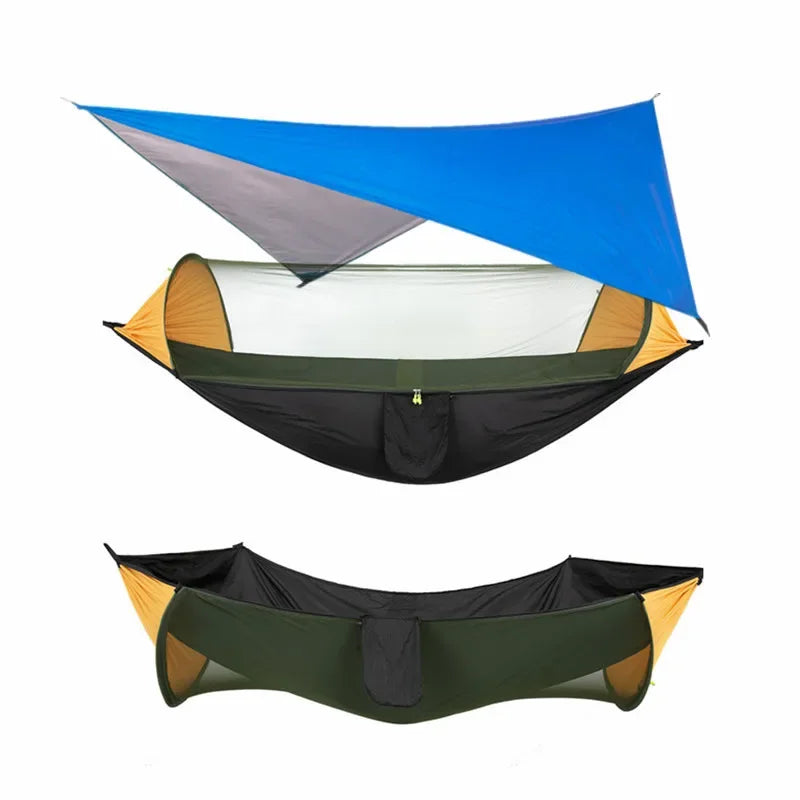 Load image into Gallery viewer, Camping Hammock with Mosquito Net and Rain Fly – 2-Person Portable Outdoor Hammock for Backpacking, Travel, Survival
