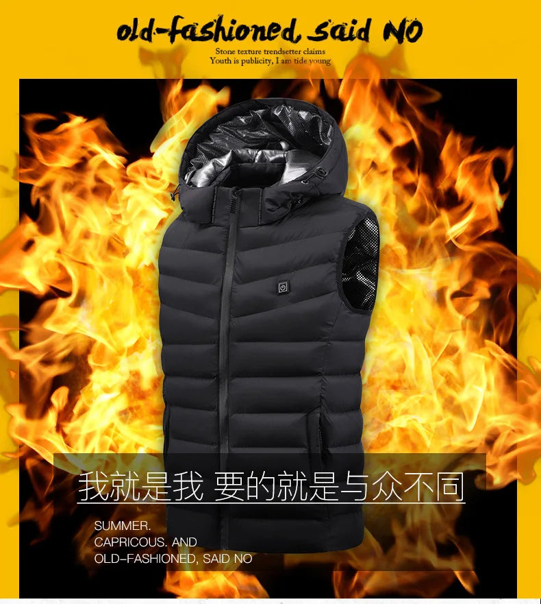 Load image into Gallery viewer, 5 Ereas Heated Vest Hooded vest Heating Vest Thermal Clothing  Men Women Usb Heated Jacket Hunting Winter Fashion Heat Jacket
