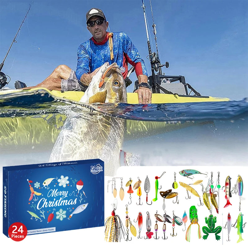 Load image into Gallery viewer, Advent Calendar Fishing Tackle Set 24X Christmas Countdown Calendar With Fishing Lures Set Christmas Fishing Countdown Calendar
