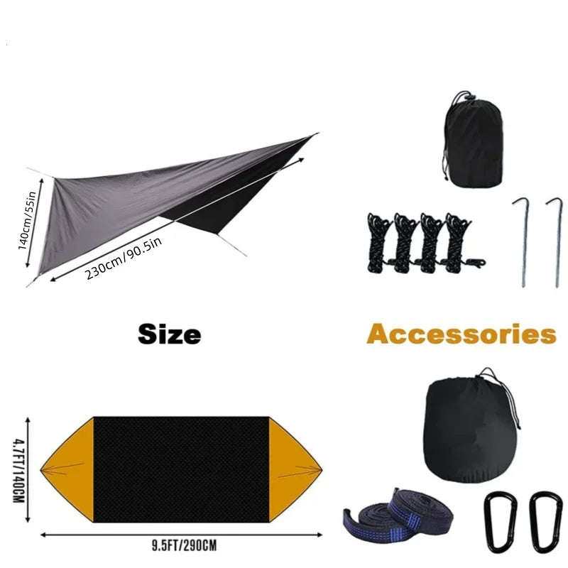 Load image into Gallery viewer, Camping Hammock with Mosquito Net and Rain Fly – 2-Person Portable Outdoor Hammock for Backpacking, Travel, Survival
