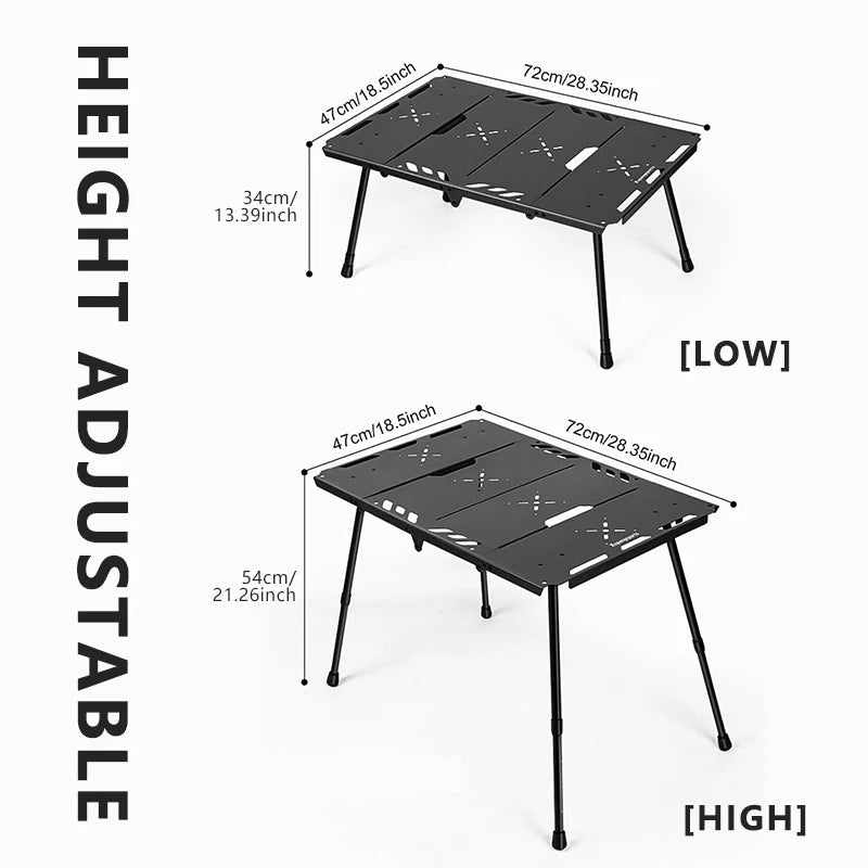 Load image into Gallery viewer, Folding Tactical Camping Table | Adjustable Height Aluminum Alloy | IGT Side Rack Outdoor Desk
