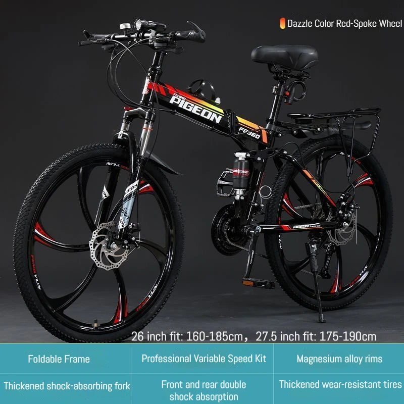 Load image into Gallery viewer, 27.5-Inch Folding Mountain Bike – Off-Road, Shock-Absorbing Bicycle with Disc Brakes

